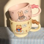ماگ سرامیکی فانتزی طرح خرسی و خرگوشی – مدل «Hi My Friend»