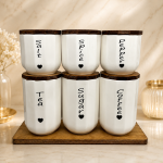 ست ۶ عددی بانکه و ادویه دوازده‌ضلعی استونور طرح انگلیسی قلب (Tea Coffee Sugar)