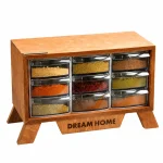 جا ادویه چوبی ۹ کشو مدل Dream Home – ظرفیت ۳۰۰ گرم