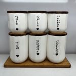 ست ۶ عددی بانکه و ادویه دوازده‌ضلعی استونور طرح انگلیسی قلب (Tea Coffee Sugar) - تصویر 2