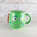 ماگ سرامیکی فانتزی دین‌دین مدل Dino Mug با درب و قاشق – در چهار رنگ شاد و کارتونی | ظرفیت ۲۵۰ میلی‌لیتر - تصویر 5