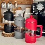 فرنچ پرس ۳۵۰ میلی‌لیتری دستی با بدنه شیشه‌ای و فریم مشکی - تصویر 2