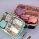 ظرف غذای استیل ۳۰۴ دوطبقه مدل Bento Box با ظرفیت ۷۵۰ میلی‌لیتر