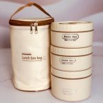 ظرف غذای استیل ۳۰۴ سه‌طبقه Bento Box با کیف عایق‌دار (BPA Free) – مناسب حمل غذای گرم و تفکیک‌شده