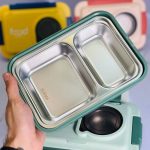 ظرف غذای استیل Life دو‌طبقه مدل Food Box با بدنه استیل ۳۰۴ و قاشق و چاپستیک استیل – طراحی شیک در سه رنگ جذاب - تصویر 2