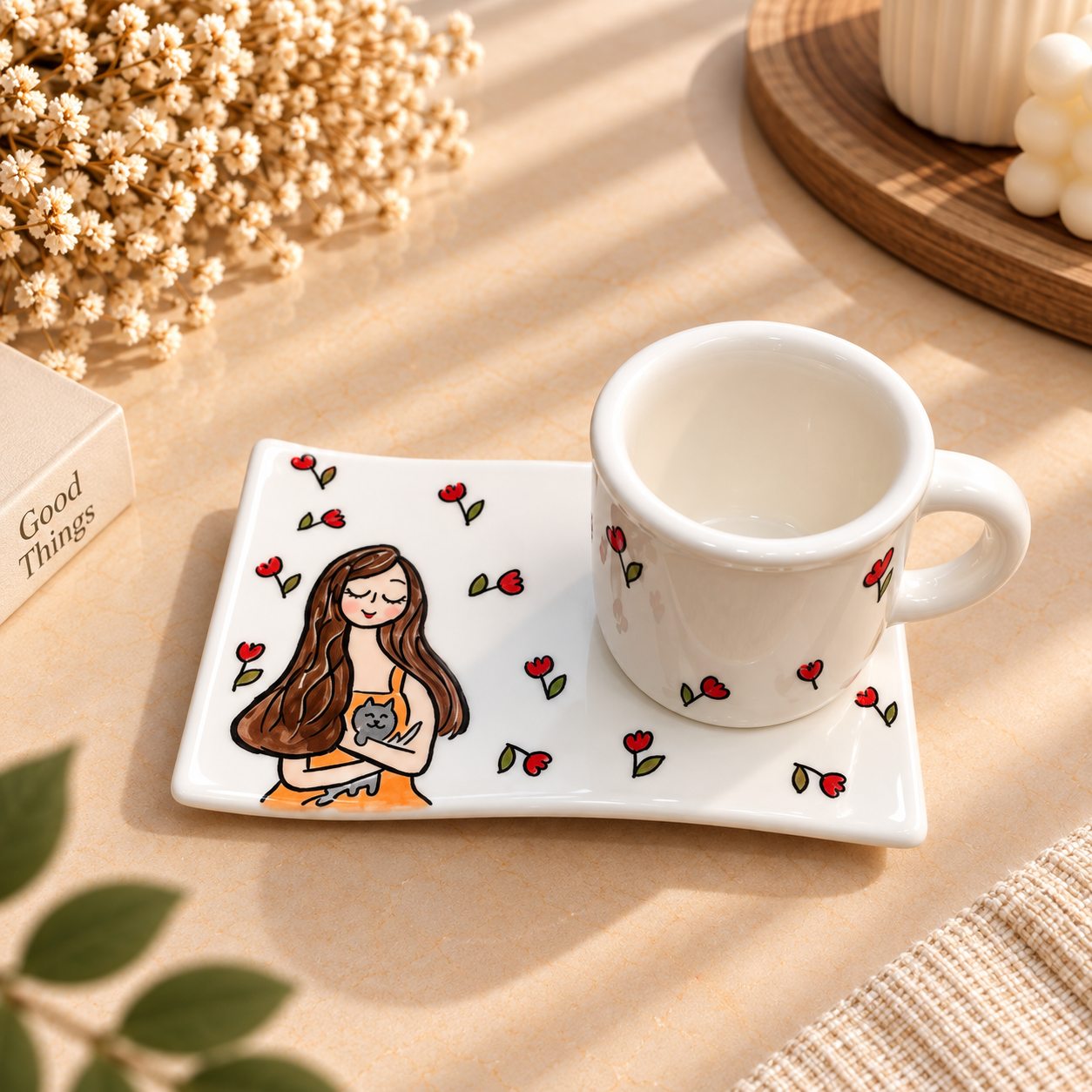 52dc1106-a829-4108-813c-6b229a9b62ea ست قهوهخوری سرامیکی طرحدار با زیره - تصویر 1